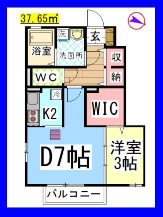 DL マハロ(1DK/1階)の間取り写真