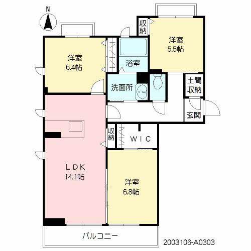 クアトロディーオガーデンA棟(3LDK/3階)の間取り写真