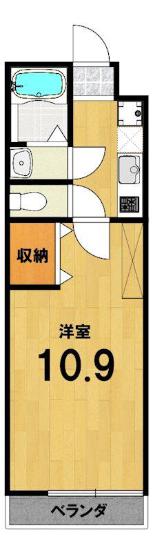 フラッティ紫竹北栗栖町(1K/3階)の間取り写真