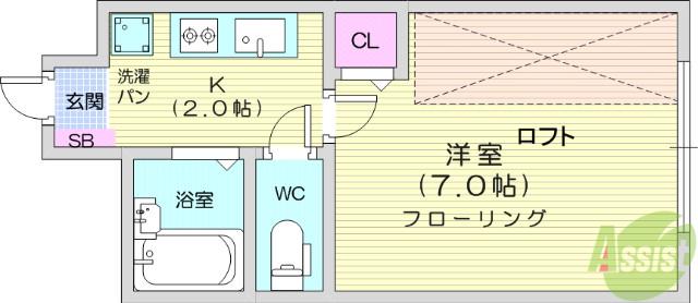 センチュリー貝ヶ森(1K/2階)の間取り写真