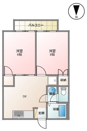 パルディアA棟(2DK/2階)の間取り写真