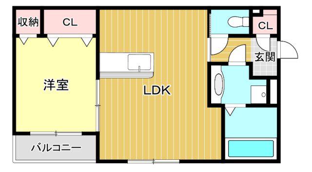 クレストヒル(1LDK/2階)の間取り写真