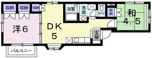 クィーンズ国府(2K/2階)の間取り写真