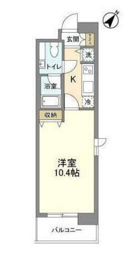 ヴィエント中目黒(1K/2階)の間取り写真
