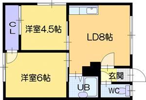 ノッポロハイツ(2DK/2階)の間取り写真