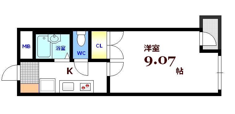 ルアール国光(1K/8階)の間取り写真