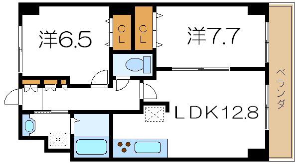 グロリア参番館(2LDK/5階)の間取り写真