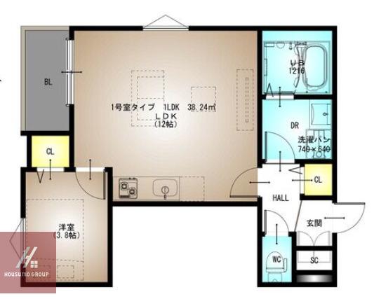 REGA吹田駅前(1LDK/1階)の間取り写真