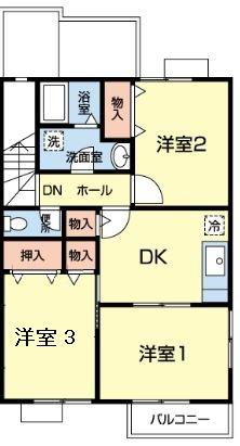 パークサイドB(3DK/2階)の間取り写真