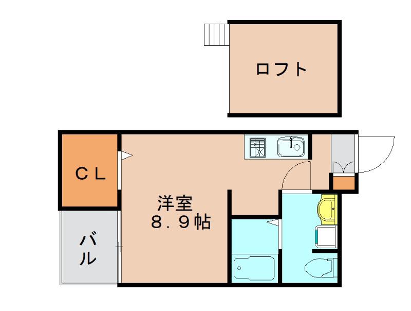 JR鹿児島本線 箱崎駅 徒歩8分 6階建 築17年(ワンルーム/2階)の間取り写真