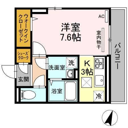 アグレッシブファイン(1K/2階)の間取り写真