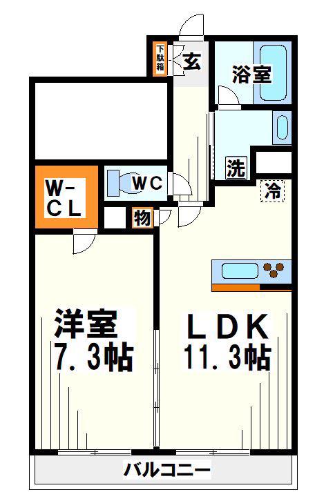 パールコート仙川(1LDK/3階)の間取り写真