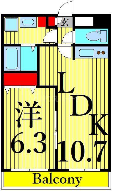 レイグランデ日暮里(1LDK/4階)の間取り写真