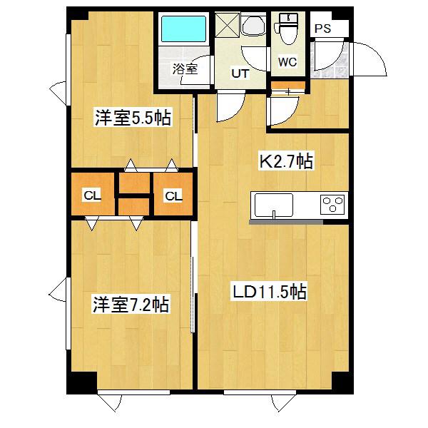ナカシン中央ビル(2LDK/2階)の間取り写真
