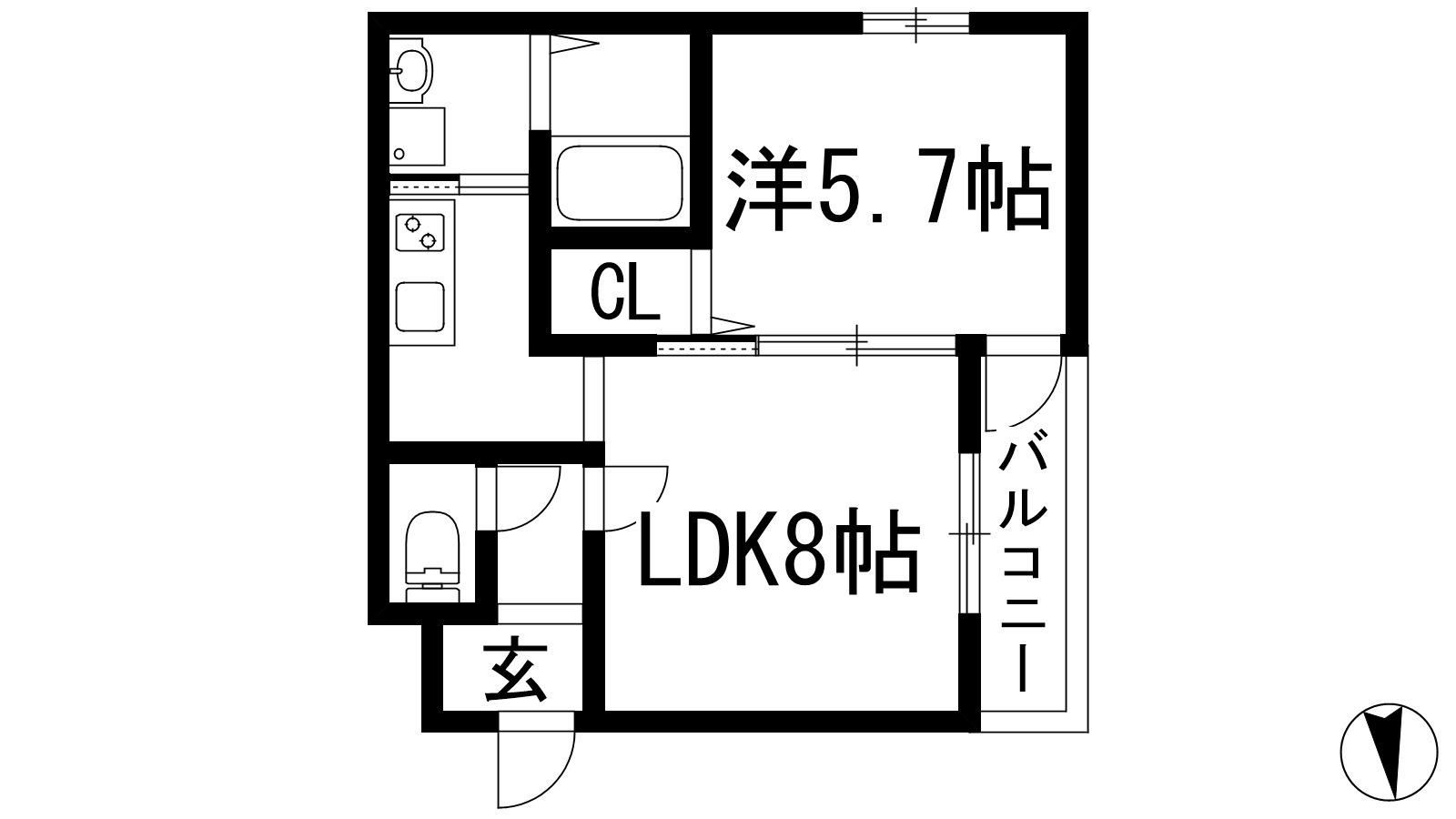 フジパレス西宮甲東園2番館(1LDK/1階)の間取り写真