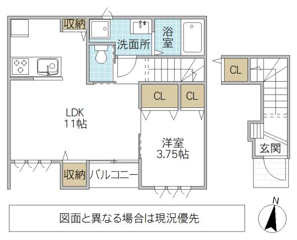 レーガベーネ長堀 D(1LDK/2階)の間取り写真