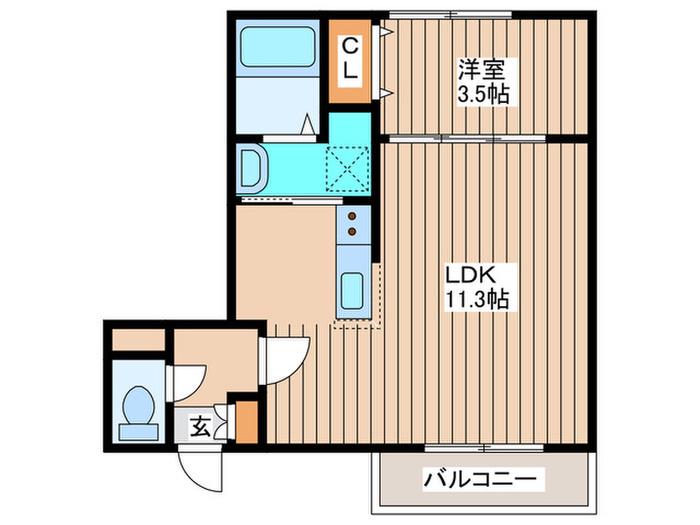 SELECCAO南郷(1LDK/2階)の間取り写真
