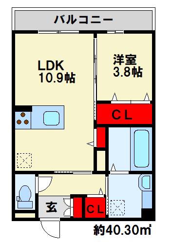 フース コーシェリ(1LDK/2階)の間取り写真