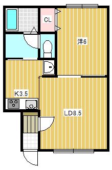 オリエンス(1LDK/1階)の間取り写真