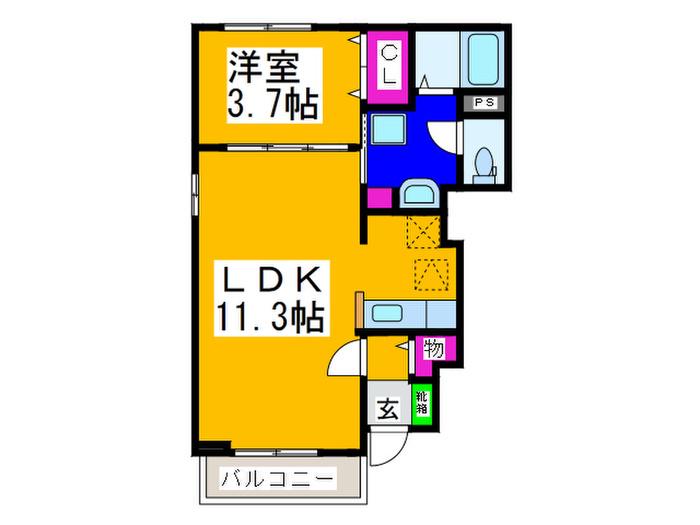 セレノ アロッジオII(1LDK/1階)の間取り写真