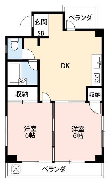 常盤ハイム(2DK/5階)の間取り写真