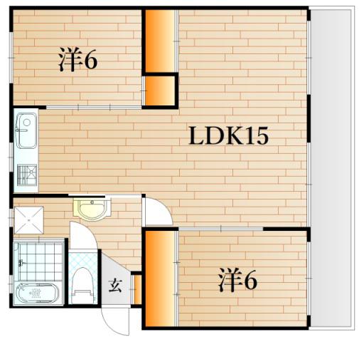 ヴィラナリーみもすそ川1号棟(2LDK/5階)の間取り写真