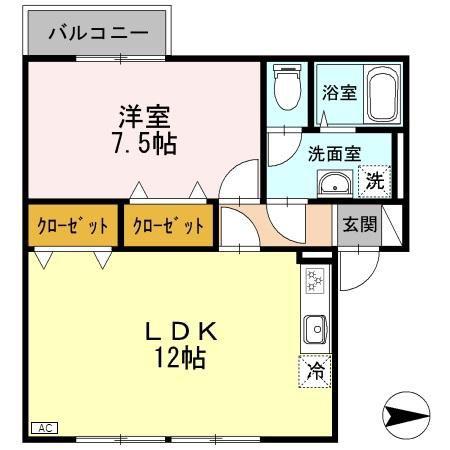 コーポコスモス(1LDK/2階)の間取り写真