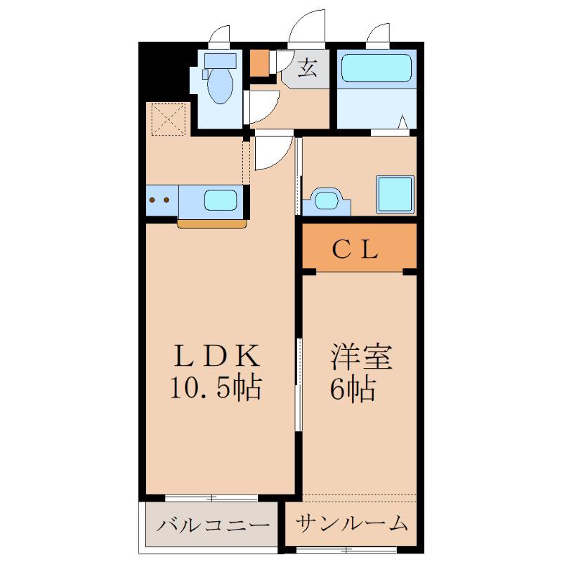 BLESS ONES LUCK(1LDK/2階)の間取り写真
