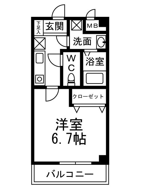 モアナコート(1K/4階)の間取り写真