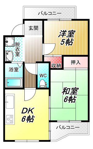 リバーヒル八尾(2DK/4階)の間取り写真