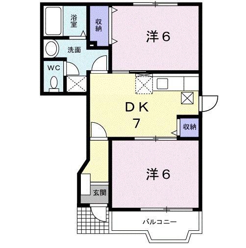 プレシャス(2DK/1階)の間取り写真