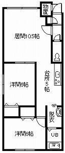 JR石北本線 南永山駅 徒歩23分 2階建 築33年(2LDK/2階)の間取り写真