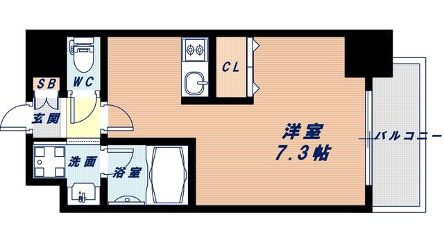 アスヴェル難波イースト(ワンルーム/5階)の間取り写真