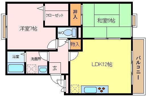 セレノ高石(2LDK/1階)の間取り写真