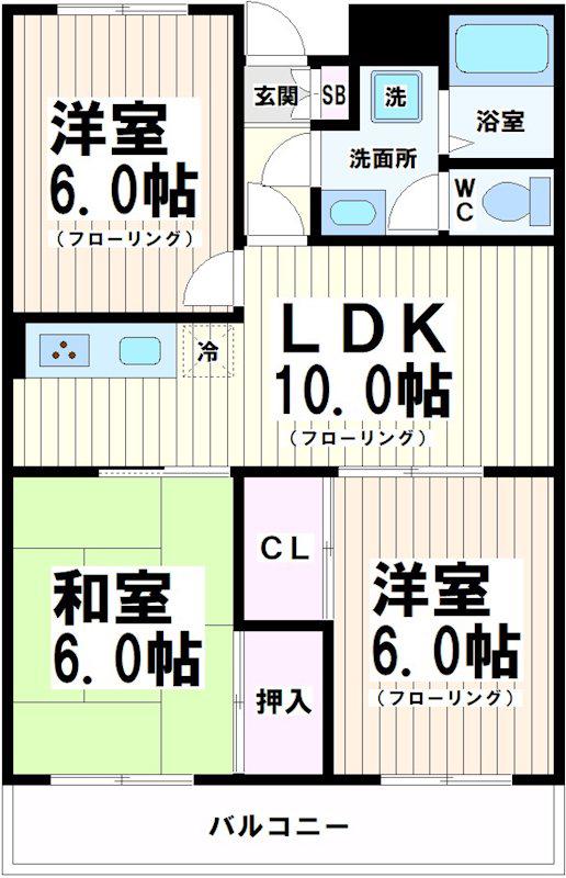 サンパラッツオ壱番館 当社管理物件(3LDK/3階)の間取り写真