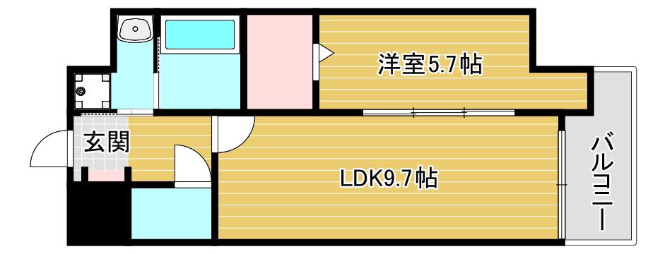 ドミツィール福(1LDK/1階)の間取り写真