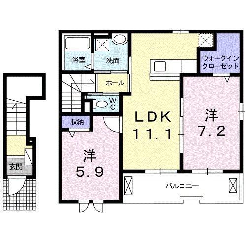 カーサ セレノ(2LDK/2階)の間取り写真