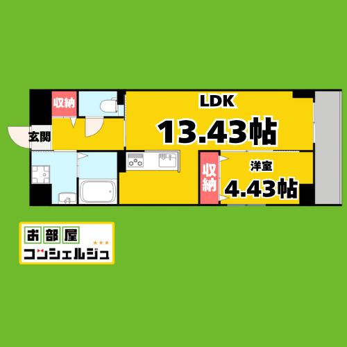 GRANDUKE正木(1LDK/8階)の間取り写真