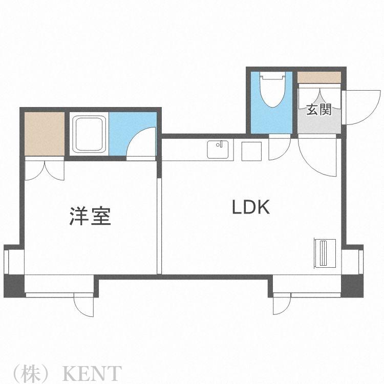 コージネスコート(1DK/3階)の間取り写真