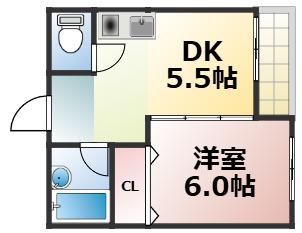 ミレ21(1DK/3階)の間取り写真