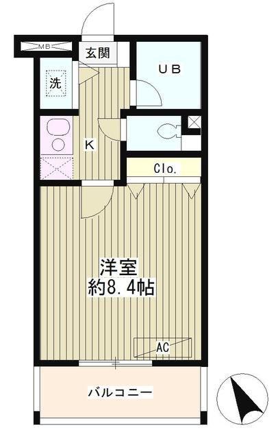 ラルゴ西早稲田(1K/4階)の間取り写真