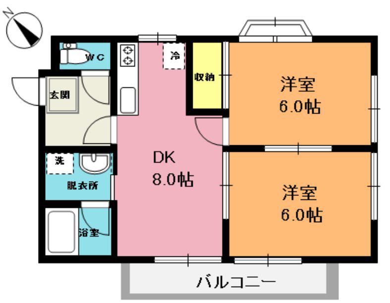 アーバン愛宕(2DK/3階)の間取り写真