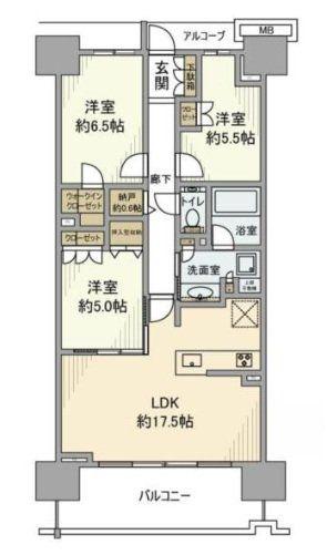 プラウドシティ志木本町(3LDK/9階)の間取り写真
