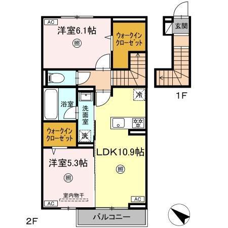 レスアKM(2LDK/2階)の間取り写真