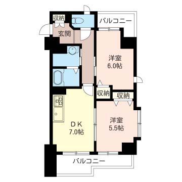 グランシャリオ(2DK/9階)の間取り写真