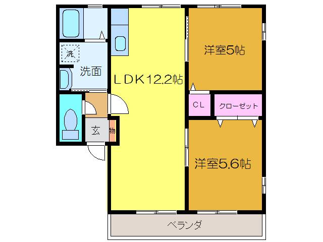 コーポ・SHINDEN A(2LDK/2階)の間取り写真
