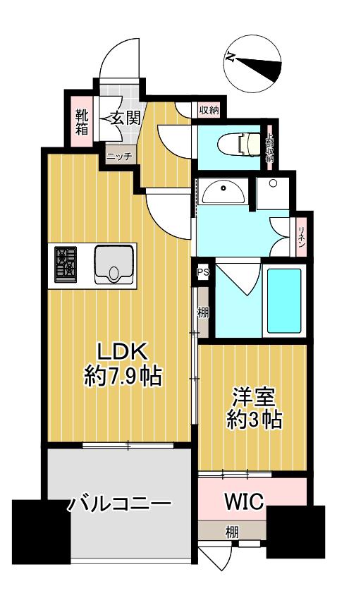 アクロス六本松 ラ・クラス(1LDK/11階)の間取り写真