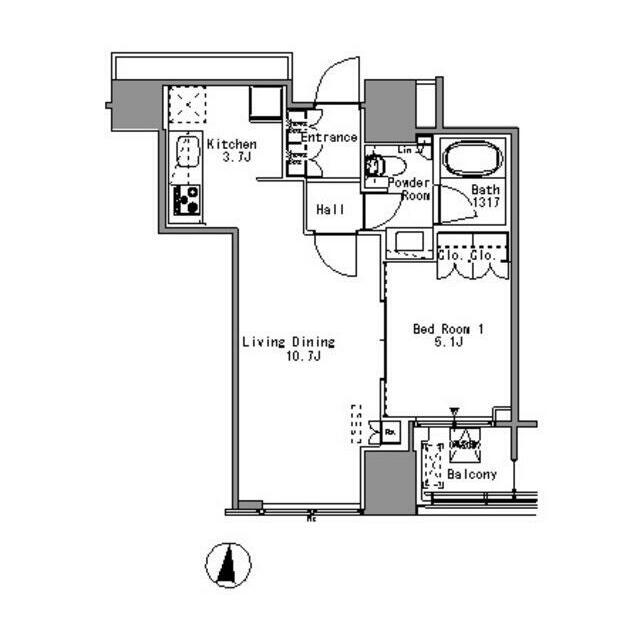 WHITE TOWER HAMAMATSUCHO 部屋番号208(1LDK/2階)の間取り写真