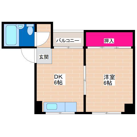 ハッピーハイツ平野(1DK/3階)の間取り写真