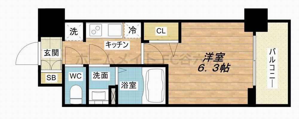 プレサンス大手前ピリオド(1K/15階)の間取り写真